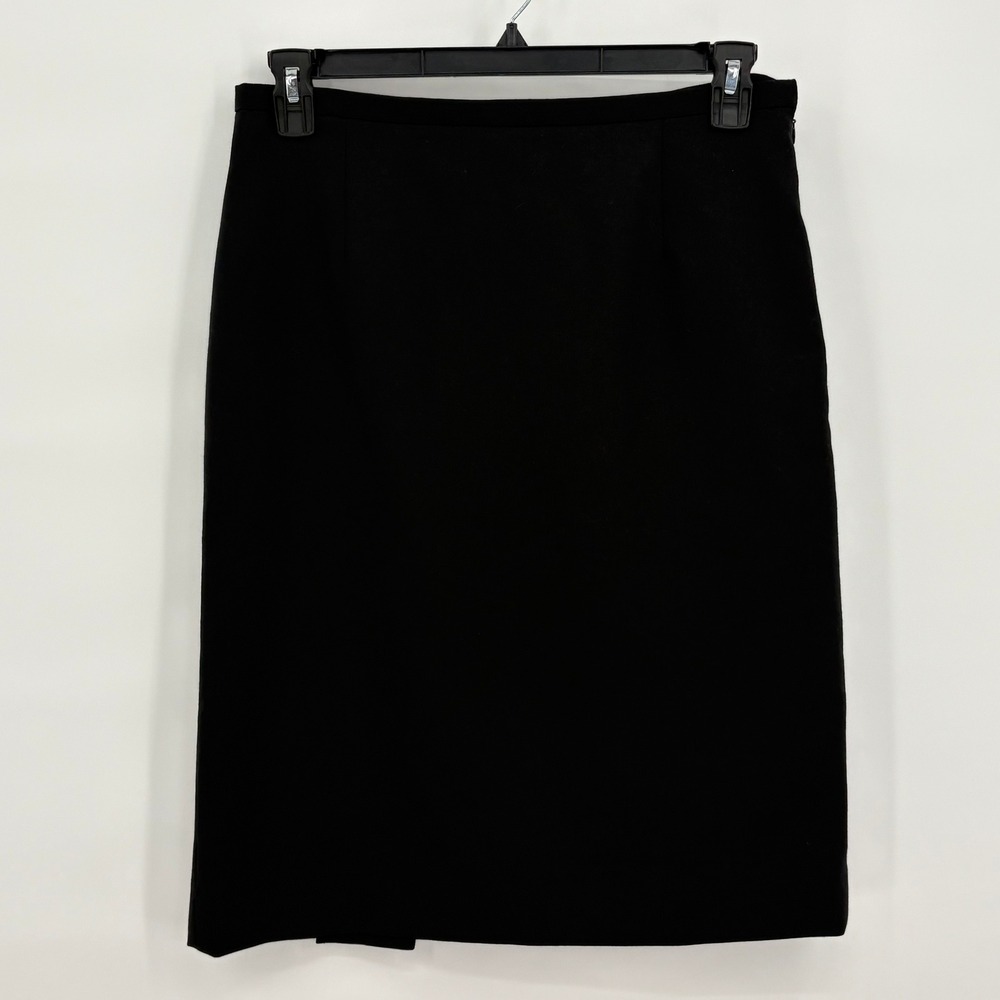 Pendleton Petite Black Virgin Wool Pencil Skirt Size 10P Side Zip Made in USA